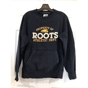 Roots Canada Women's Pullover Crewneck Kangaroo Sweatshirt Blue S